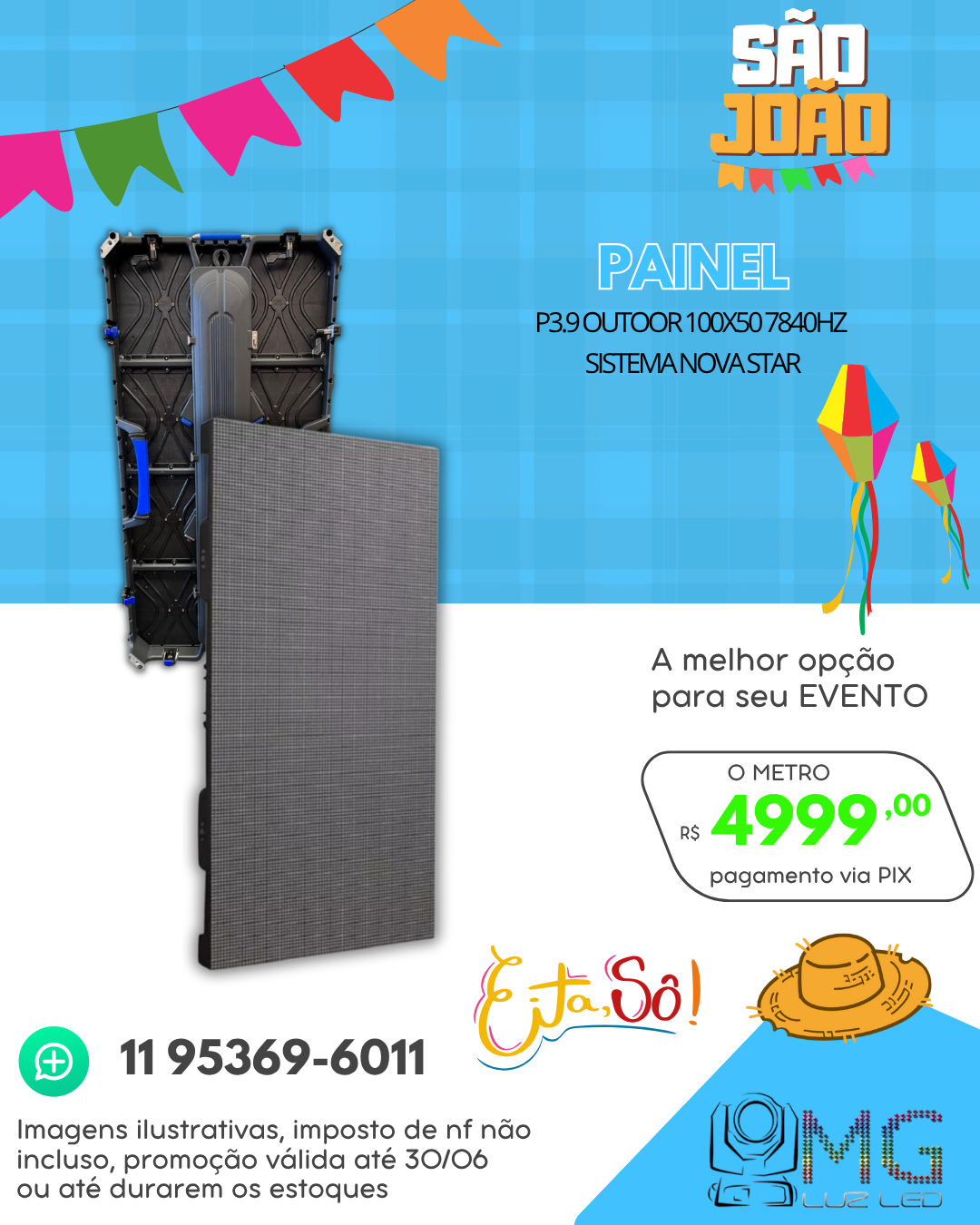 52 PAINEL P3.9 OUTOOR 100X50 7840HZ SISTEMA NOVA STAR